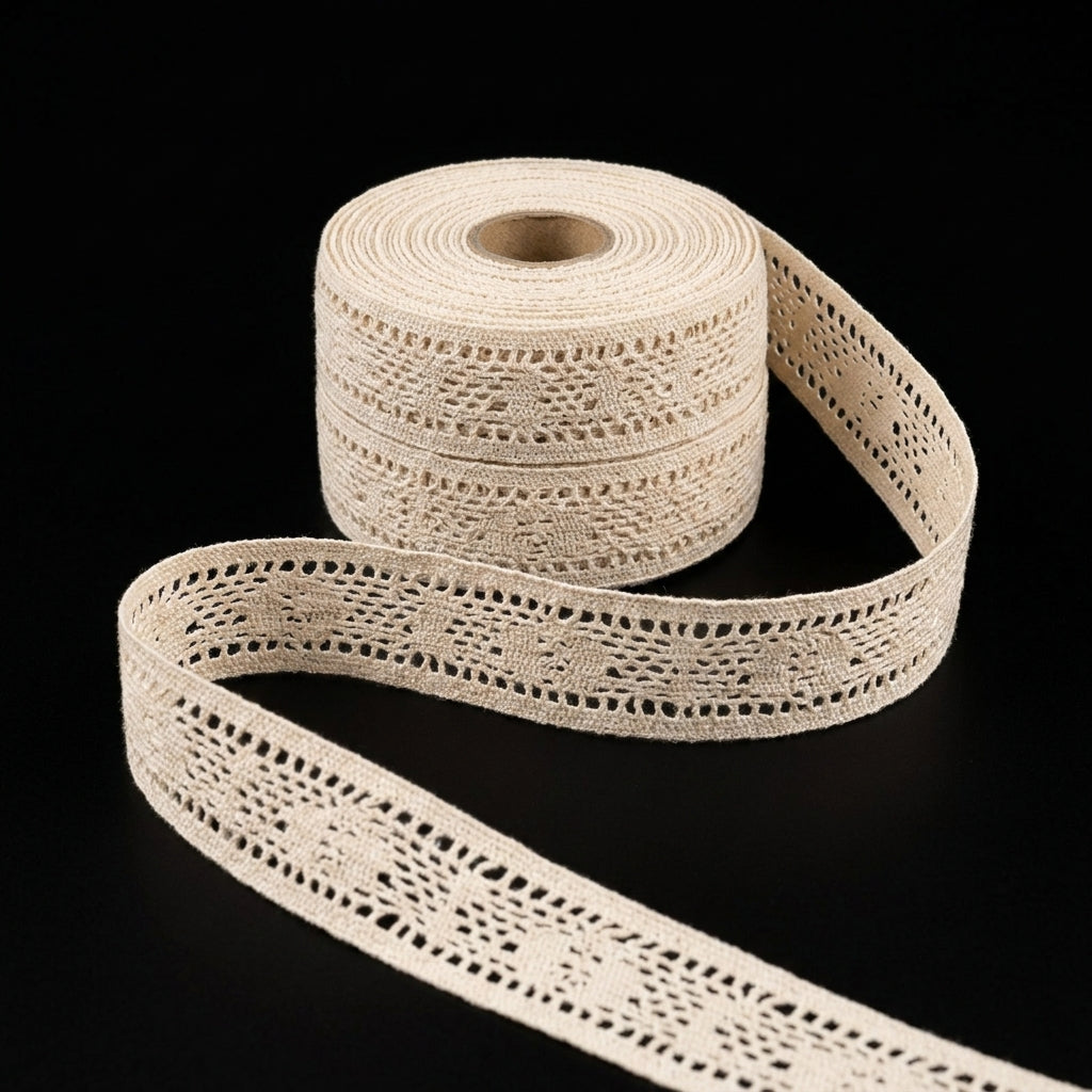 Off-White Mesh Floral Crochet Lace Trim - 5 mtr