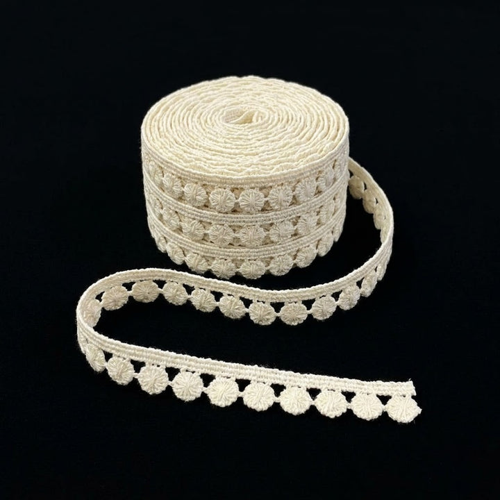 Natural Pom-Pom Chemical Cotton Lace - 100 mtr