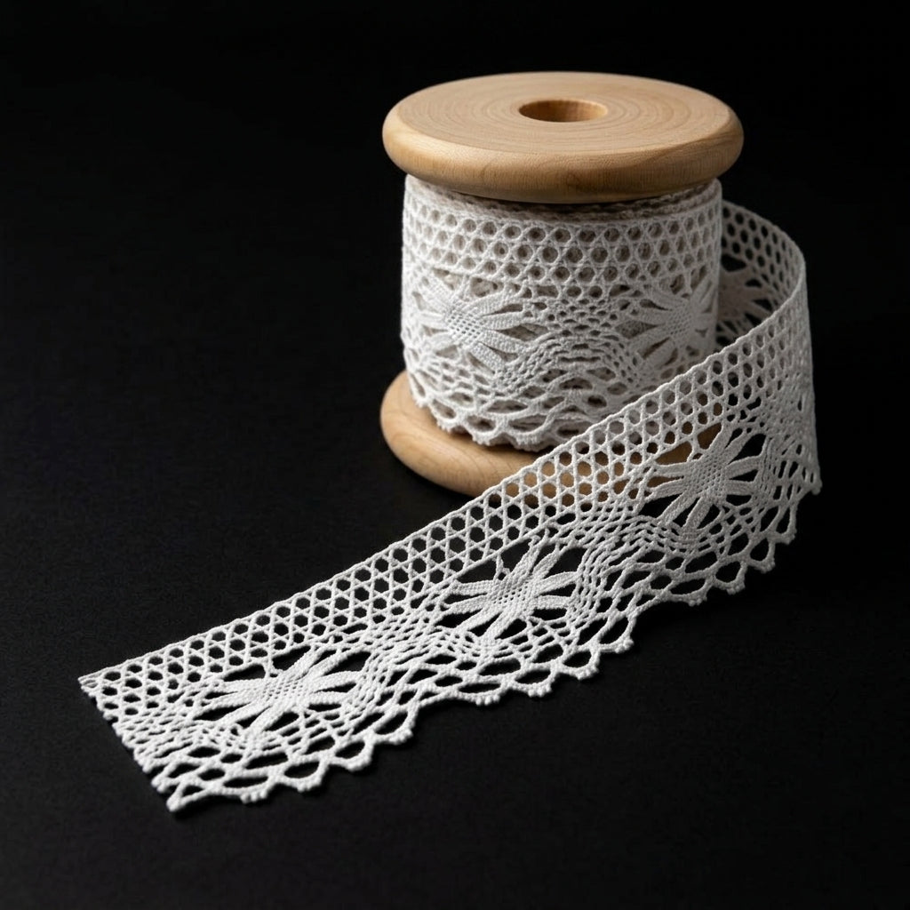 Off White Cotton Floral Scallop Crochet Lace Trim - 5 mtr