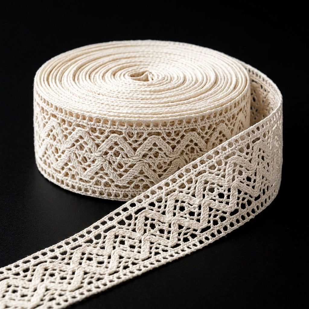 Off White Diamond Design Cotton Crochet Lace Trim - 5 mtr