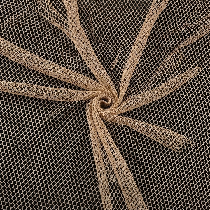 Beige Hexagonal Hard Can-Can Mesh Fabric - 5 Meters