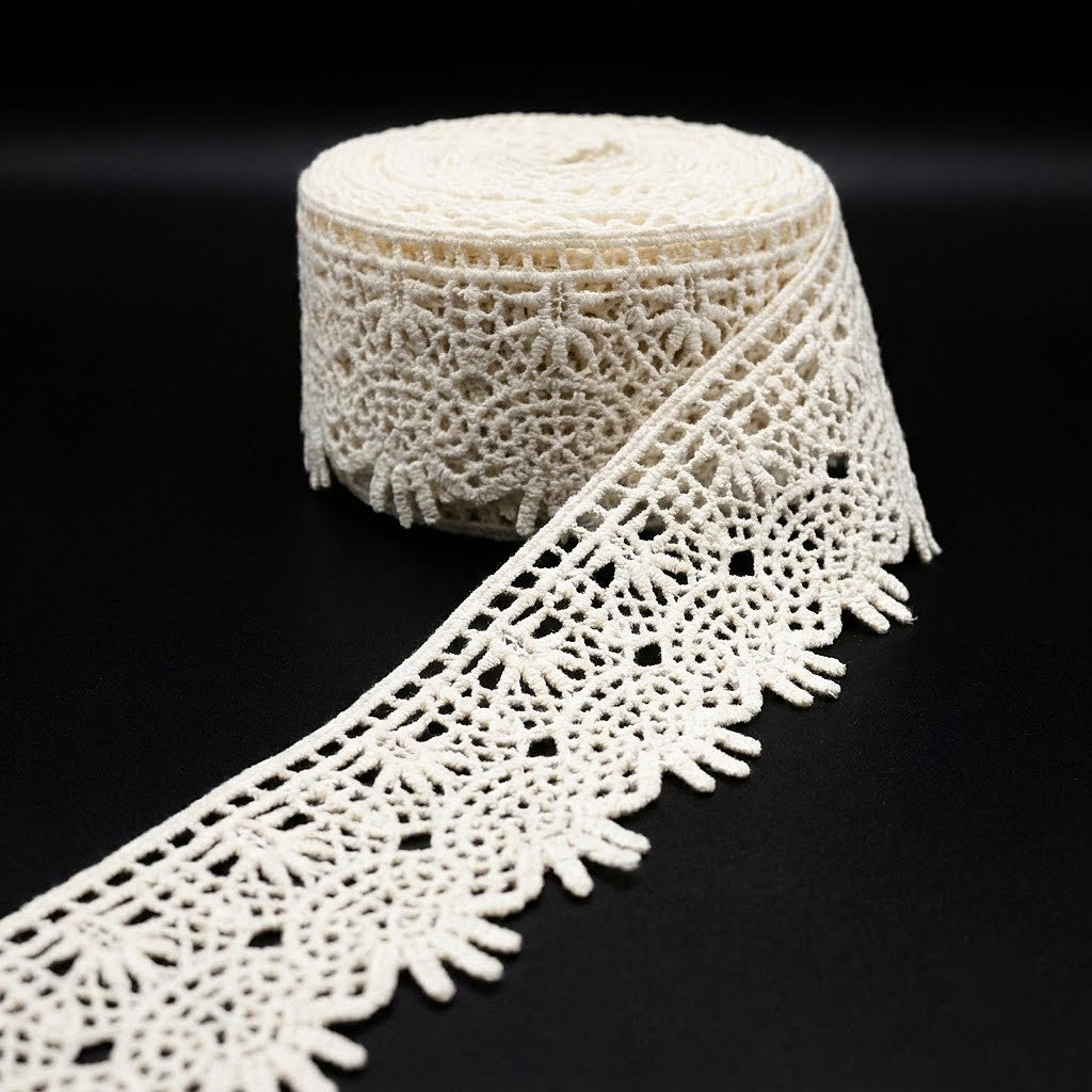 Natural Lattice Chemical Cotton Lace - 5mtr