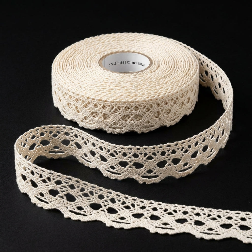 Off-White Scalloped Openwork Crochet Lace Trim - 5 mtr