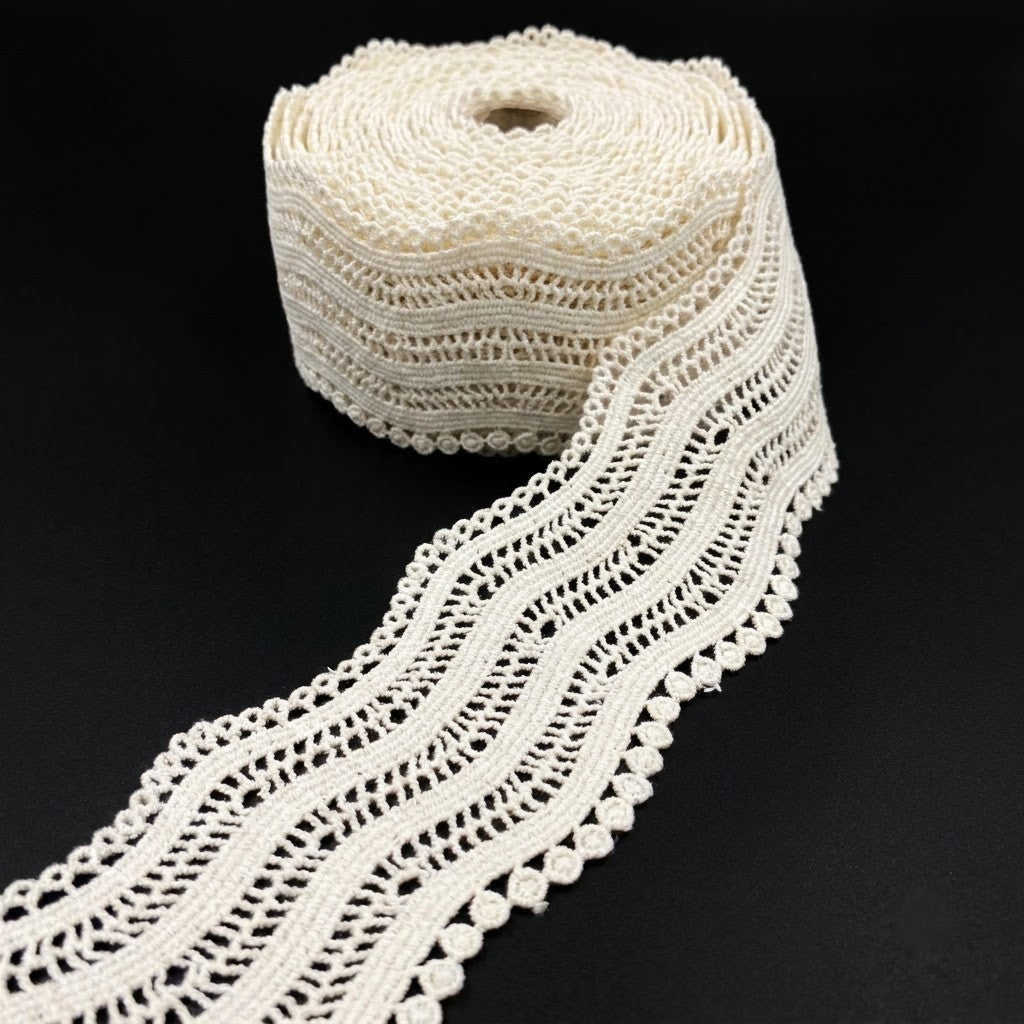 Natural Wavy Chemical Cotton Lace - 5mtr