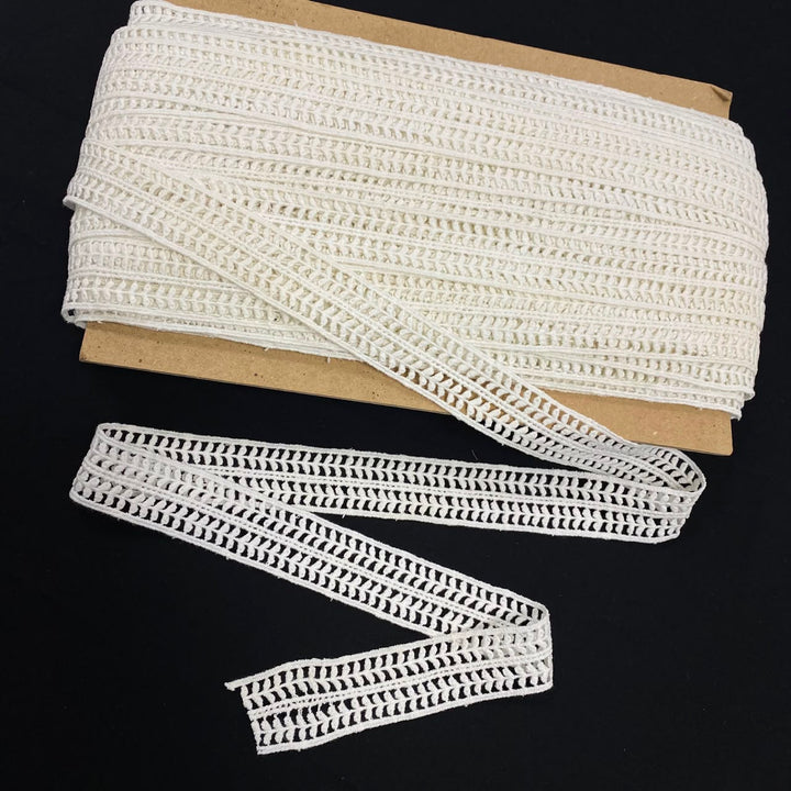 Natural Geometric Openwork Chemical Lace - 5 mtr