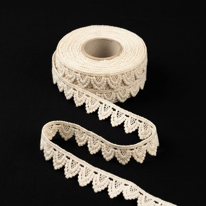 Natural Picot Edge Chemical Cotton Lace - 25 mtr