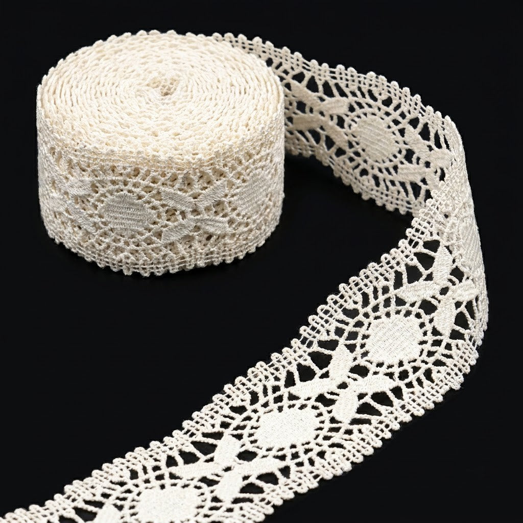 Natural Medallion Chemical Cotton Lace - 5mtr