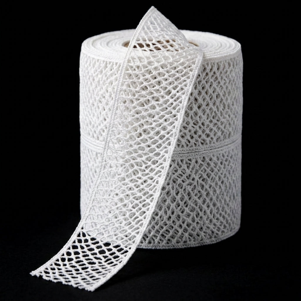 Off White Cotton Crochet Irregular Mesh Tulle Lace Trim - 5 mtr