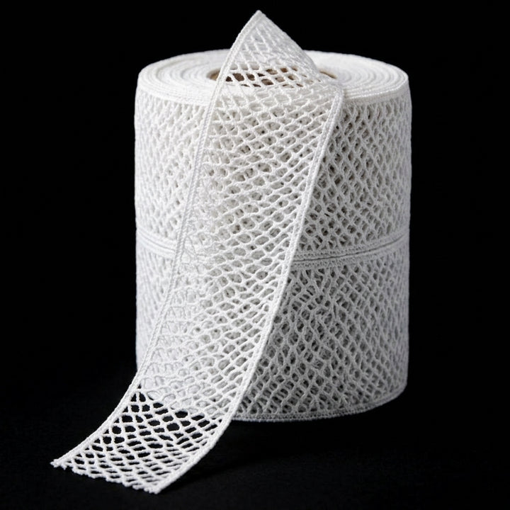 Off White Cotton Crochet Irregular Mesh Tulle Lace Trim - 5 mtr