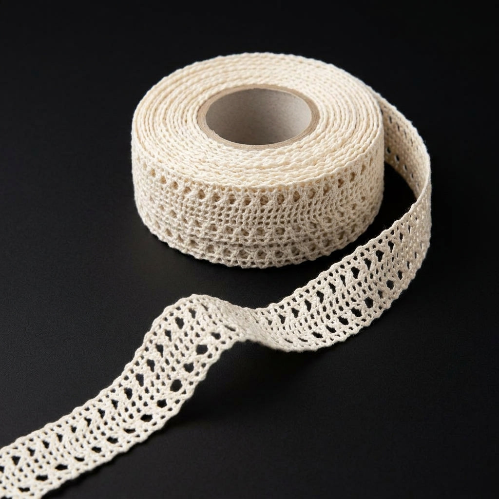 Off White Double Ladder Cotton Crochet Lace Trim - 5 mtr