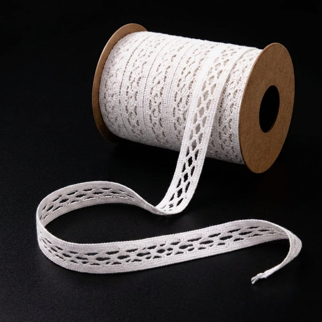 Natural Criss-Cross Cotton Crochet Lace Trim - 5 mtr