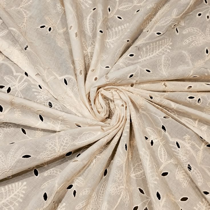 Natural Botanical Cord Schiffli Embroidery Fabric