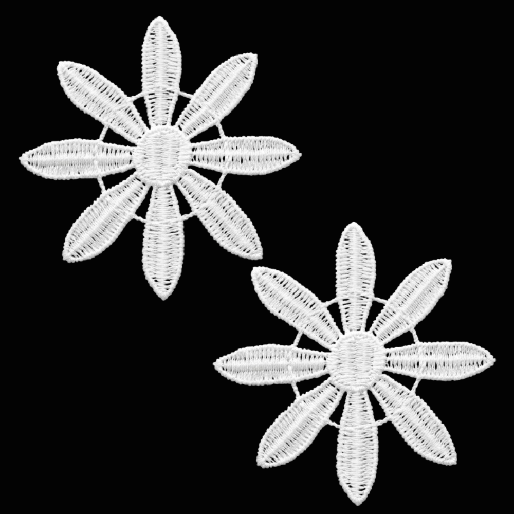 Off White Flower Chemical Patches – Pack of 2