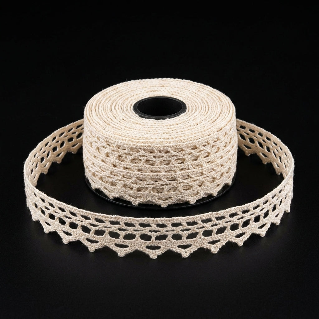 Natural Scalloped Edge Crochet Lace Trim - 5 mtr