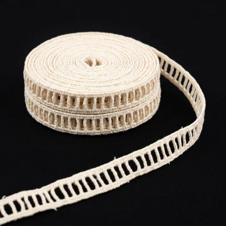 Natural Ladder Chemical Cotton Lace - 25 mtr
