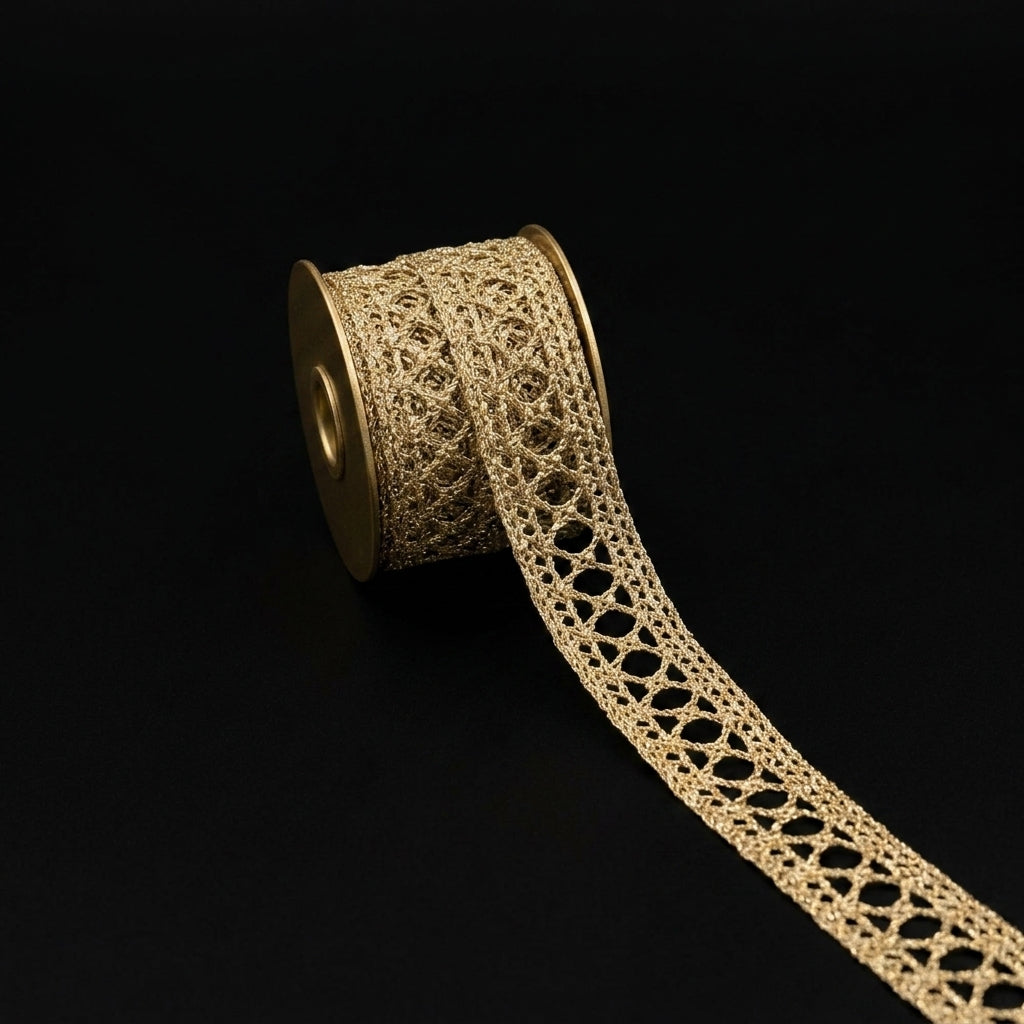 Golden Diamond Lattice Crochet Lace Trim - 5 mtr