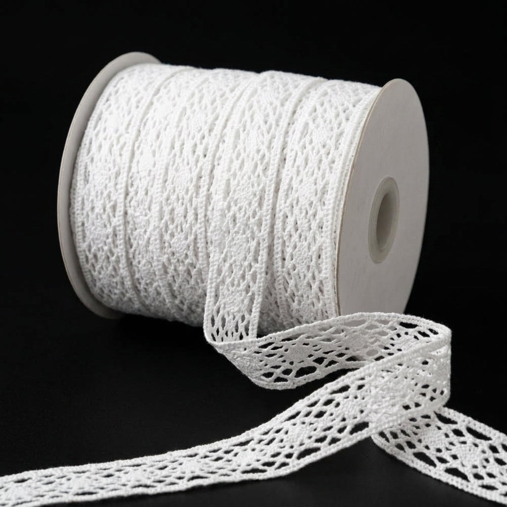 Off White Eye Cotton Crochet Lace Trim - 5 mtr