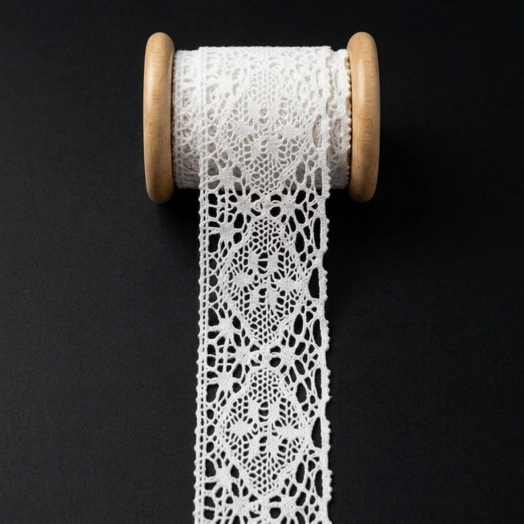 Off White Floral Diamond Cotton Crochet Lace Trim - 5 mtr