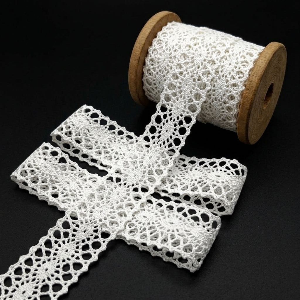 Off White Fine Cotton Crochet Lace Trim - 5 mtr