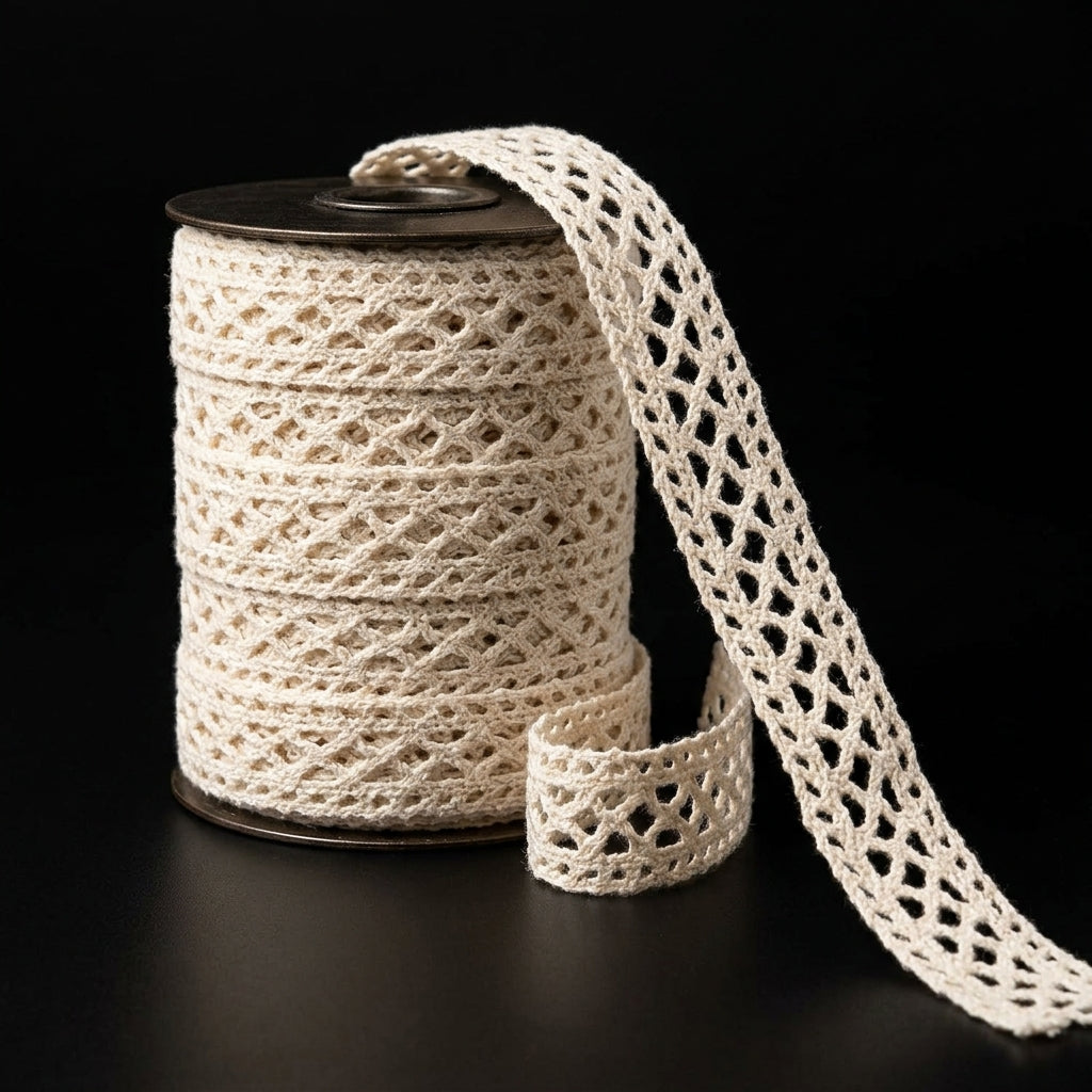 Off-White Diamond Crosshatch Crochet Lace Trim - 5 mtr