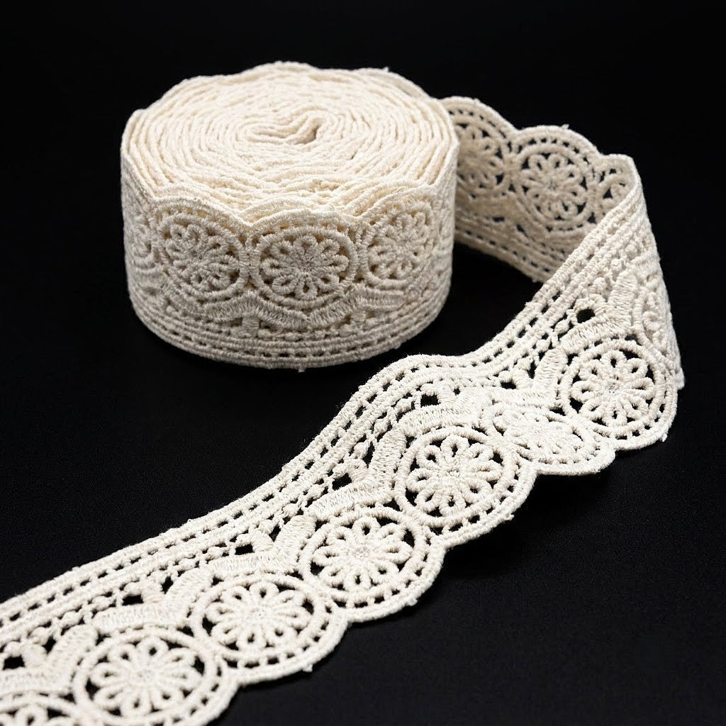 Natural Ornamental Chemical Cotton Lace - 5mtr