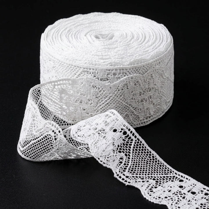 Off White Scallop Jacquard Cotton Crochet Lace Trim - 5 mtr
