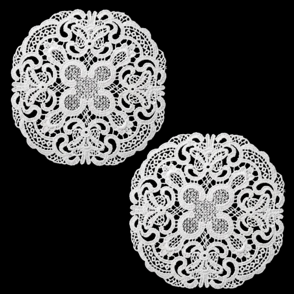 Natural Large Circular Embroidered Chemical Patches – Pack of 2