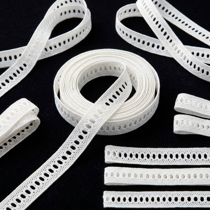 Off White Cotton Fine Yarn Crochet Ladder Lace Trim - 5 mtr