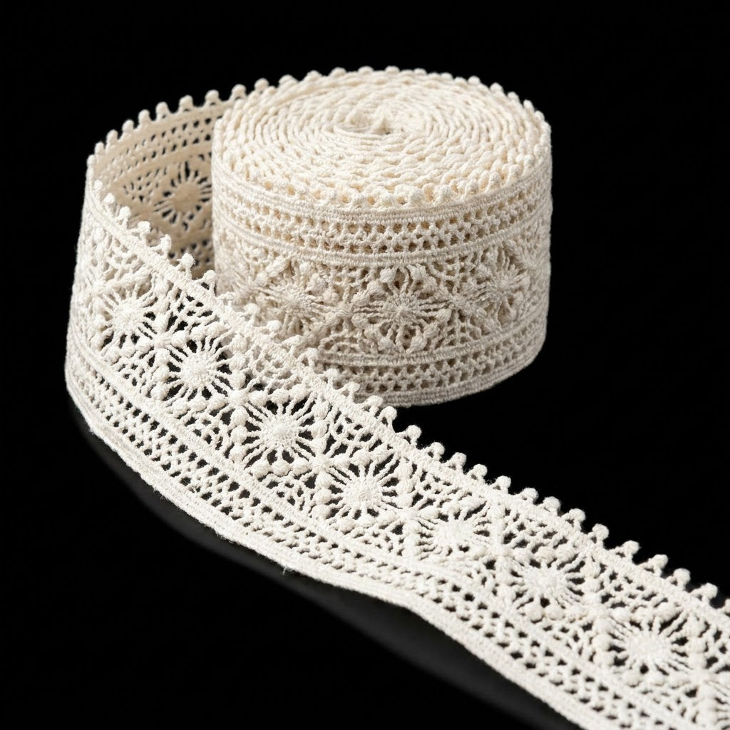 Natural Floral Chemical Cotton Lace - 5mtr