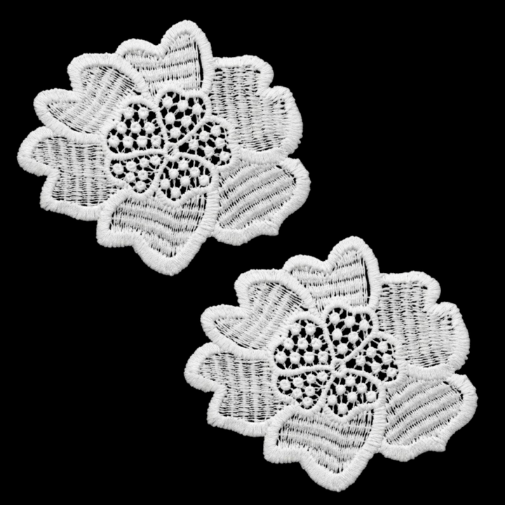 Off White Small Flower Chemical Patches – Pack of 2