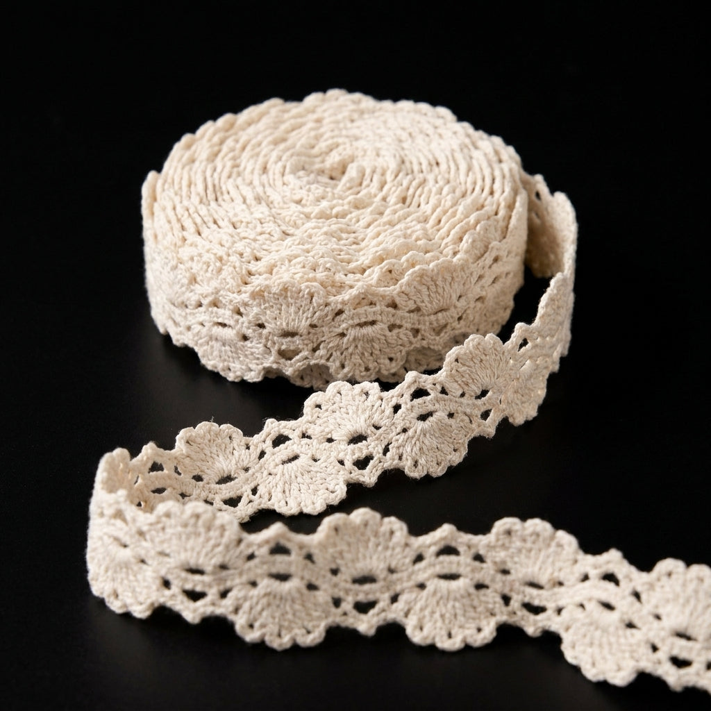 Natural cotton crochet lace with wave pattern Trim - 5 mtr