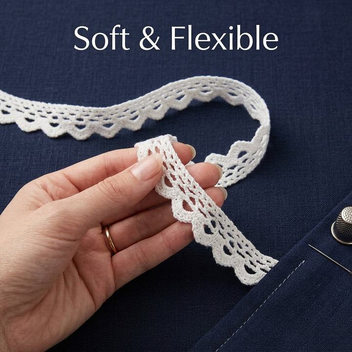 White Scalloped Edge Crochet Lace Trim - 5 mtr