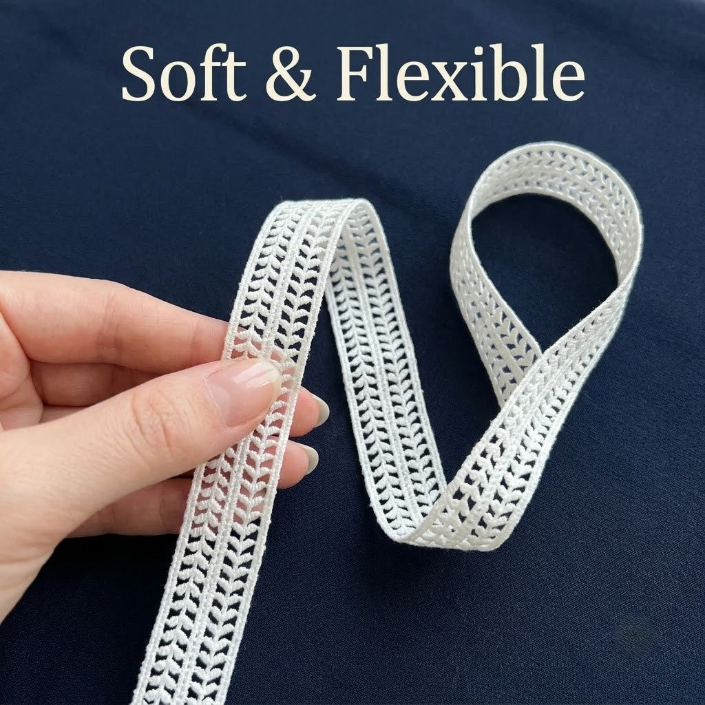 Natural Geometric Openwork Chemical Lace - 5 mtr