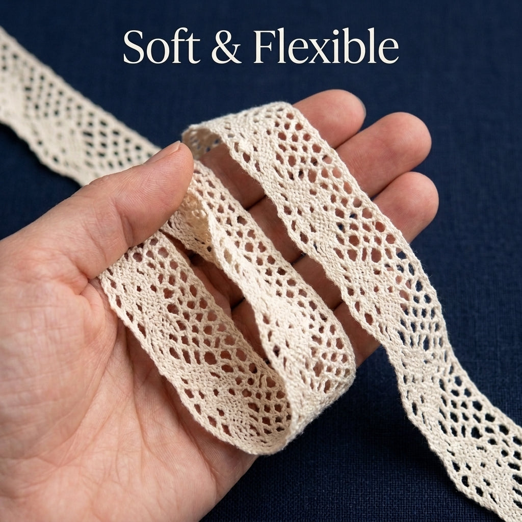 Off White Scalloped Edge Crochet Lace Trim - 5 mtr