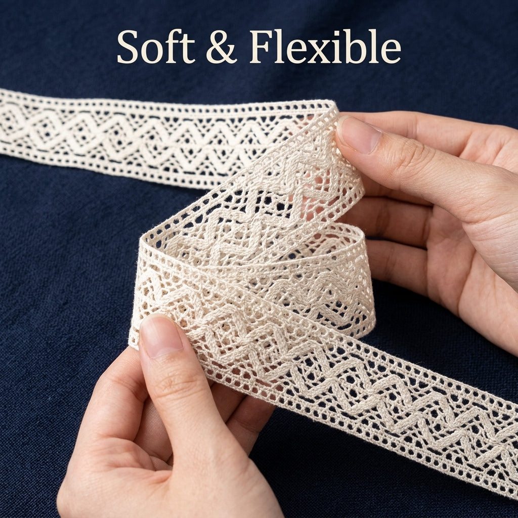 Off White Diamond Design Cotton Crochet Lace Trim - 5 mtr