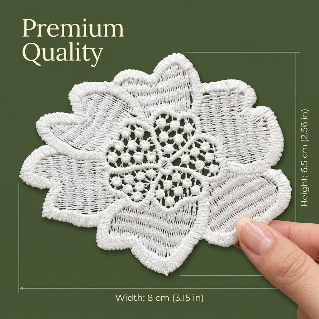 Off White Small Flower Chemical Patches – Pack of 2
