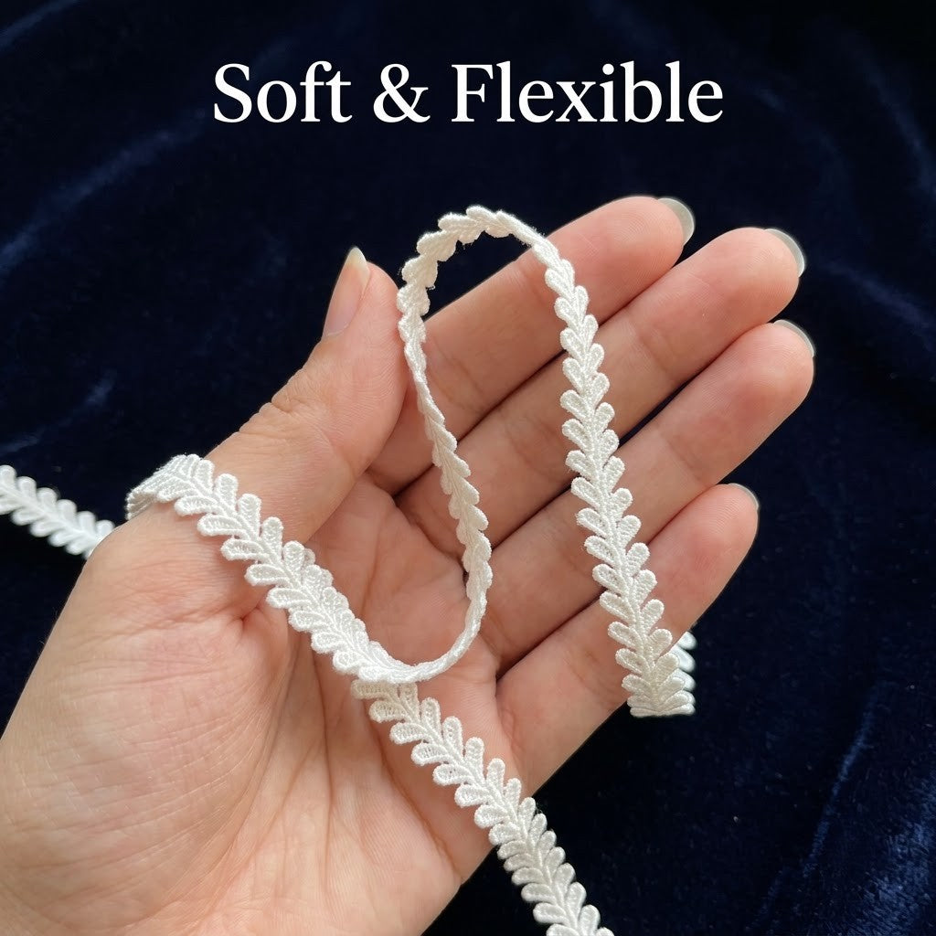 White Leaf Vine Chemical Lace - 5 mtr