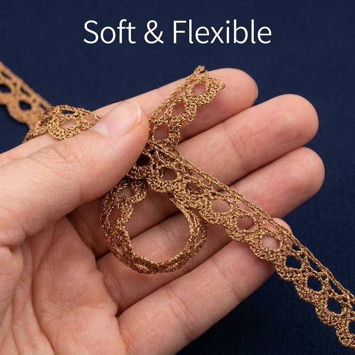 Golden Scalloped Eyelet Crochet Lace Trim - 5 mtr