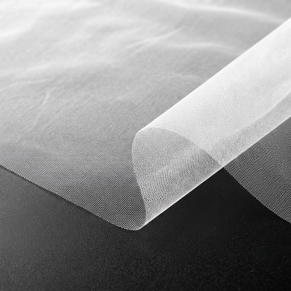 Off White Plain Maharani Mesh Fabric - 10 Meters