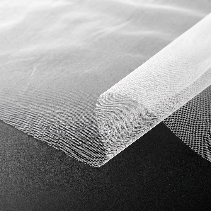 Off White Plain Maharani Mesh Fabric - 10 Meters