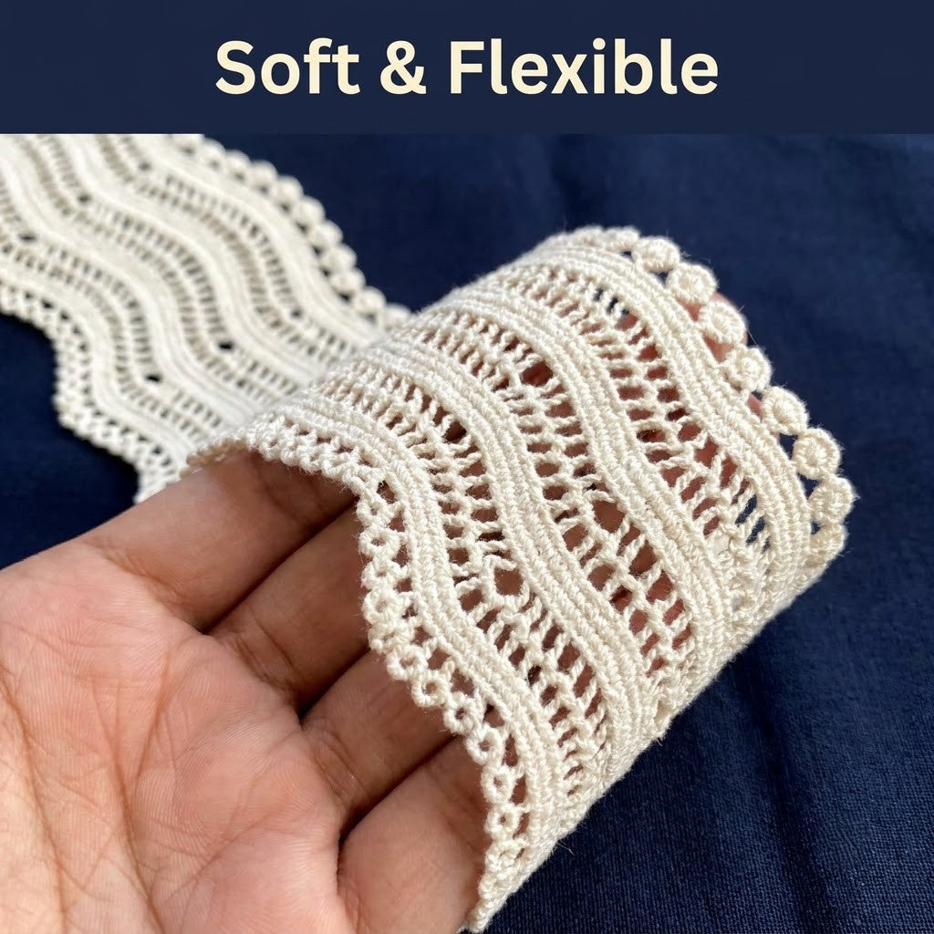 Natural Wavy Chemical Cotton Lace - 5mtr