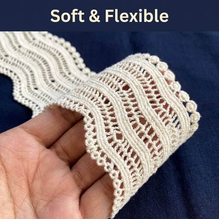 Natural Wavy Chemical Cotton Lace - 5mtr