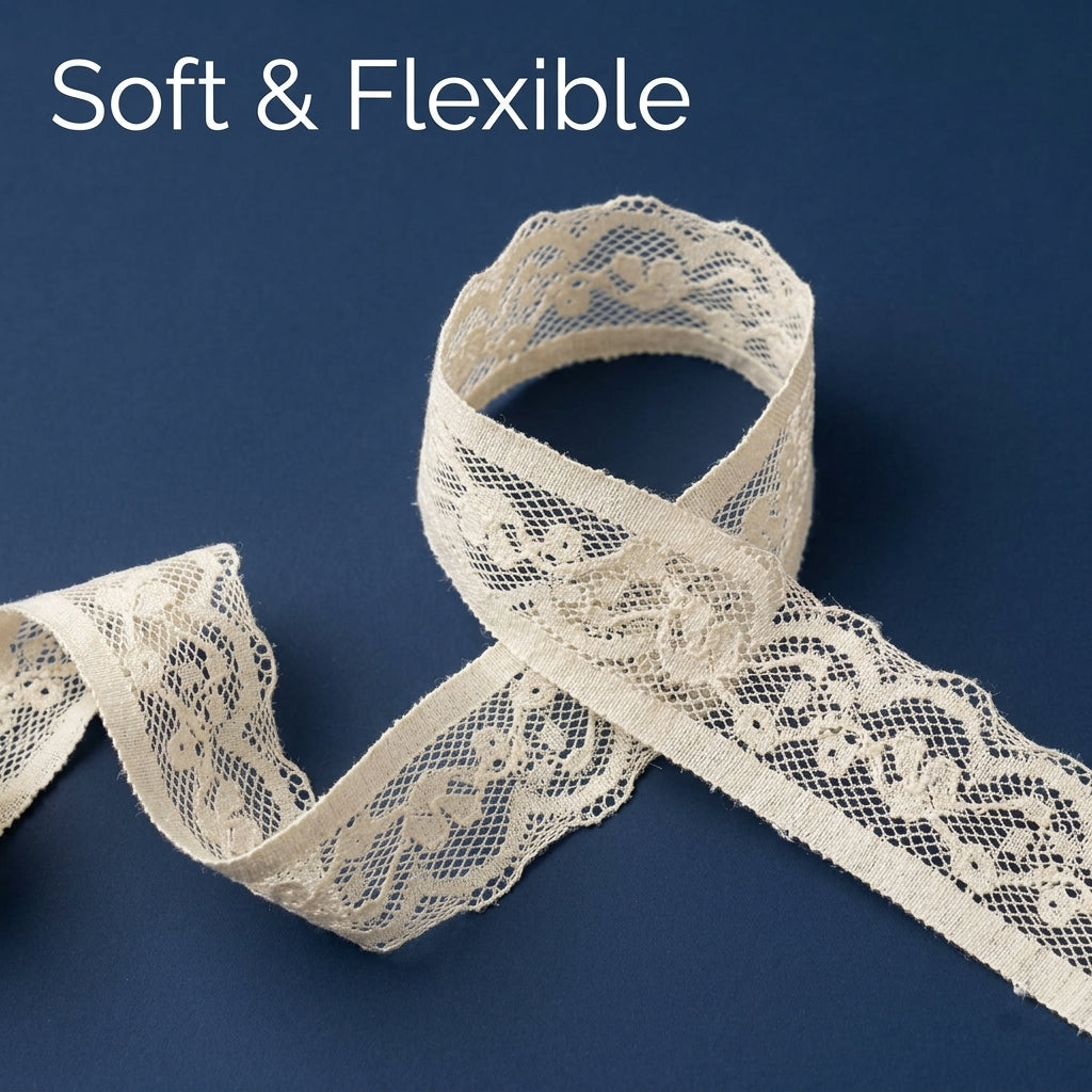 Floral Vine Scalloped Net Raschel Lace Trim - 5 Mtr