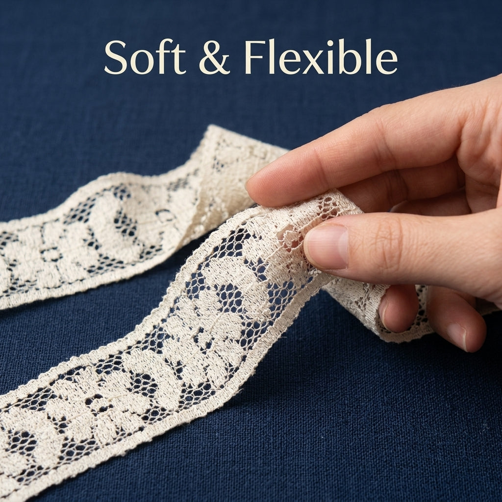 Fine Floral Net Raschel Lace Trim - 5 Mtr