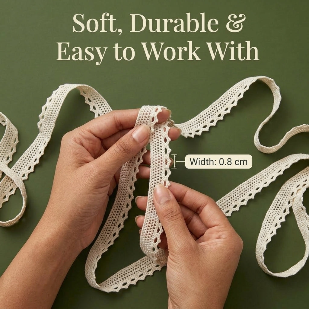 Natural Cotton Kingri Crochet Lace Trim – 5 Mtr