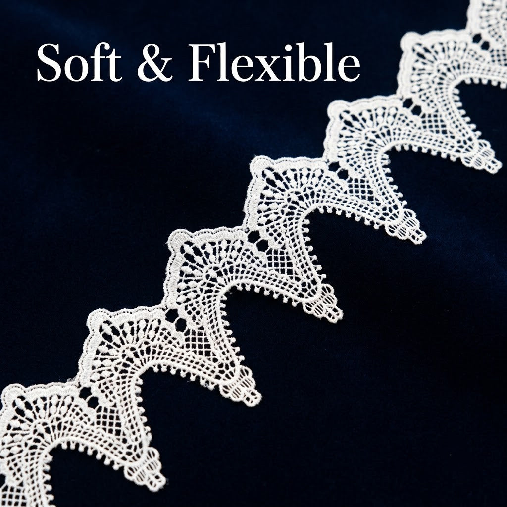 White Webbed Openwork Chemical Lace - 5 mtr