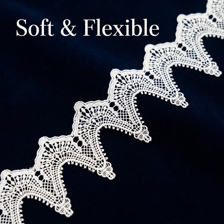 White Webbed Openwork Chemical Lace - 5 mtr