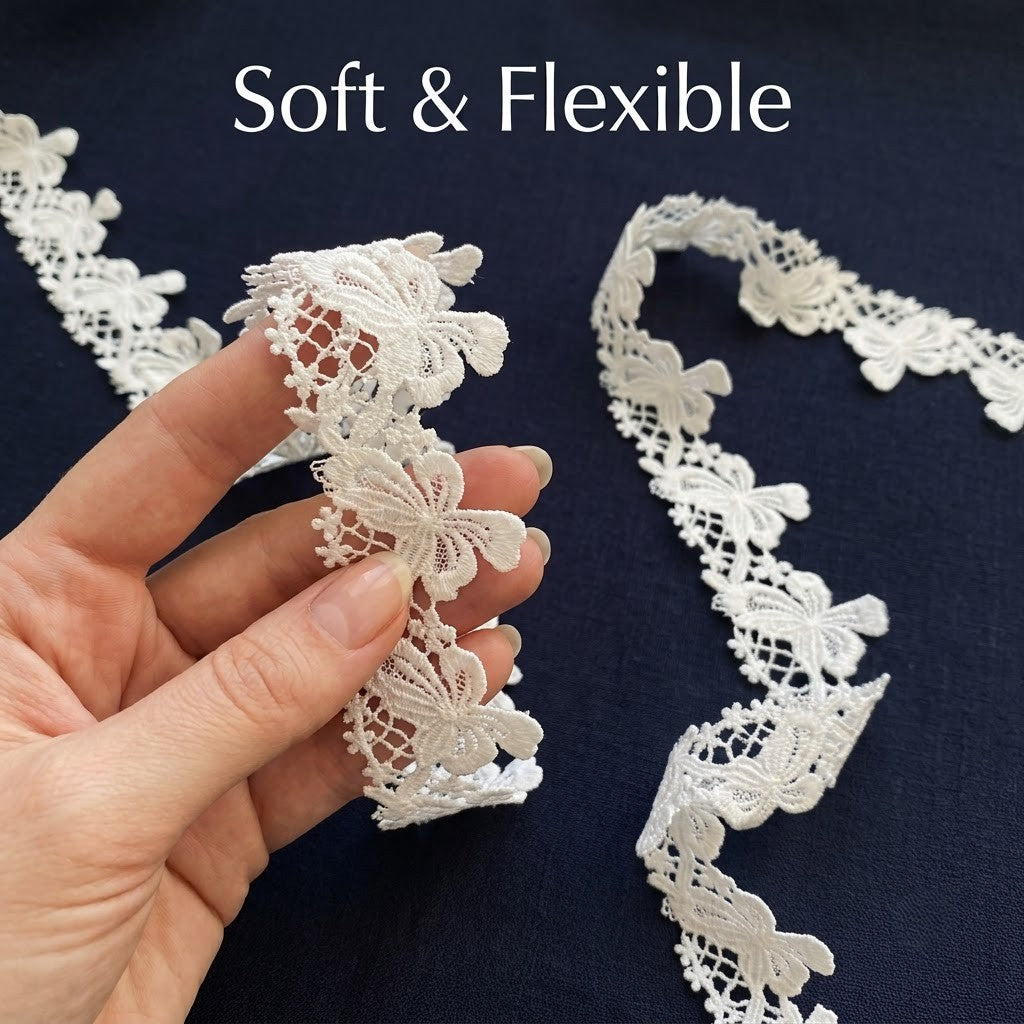 White Floral Chemical Lace - 5 mtr