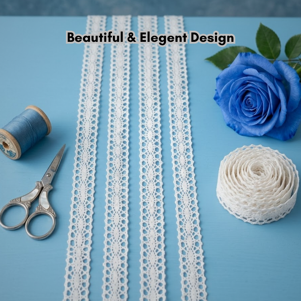 Off White Fine Cotton Crochet Lace Trim - 5 mtr