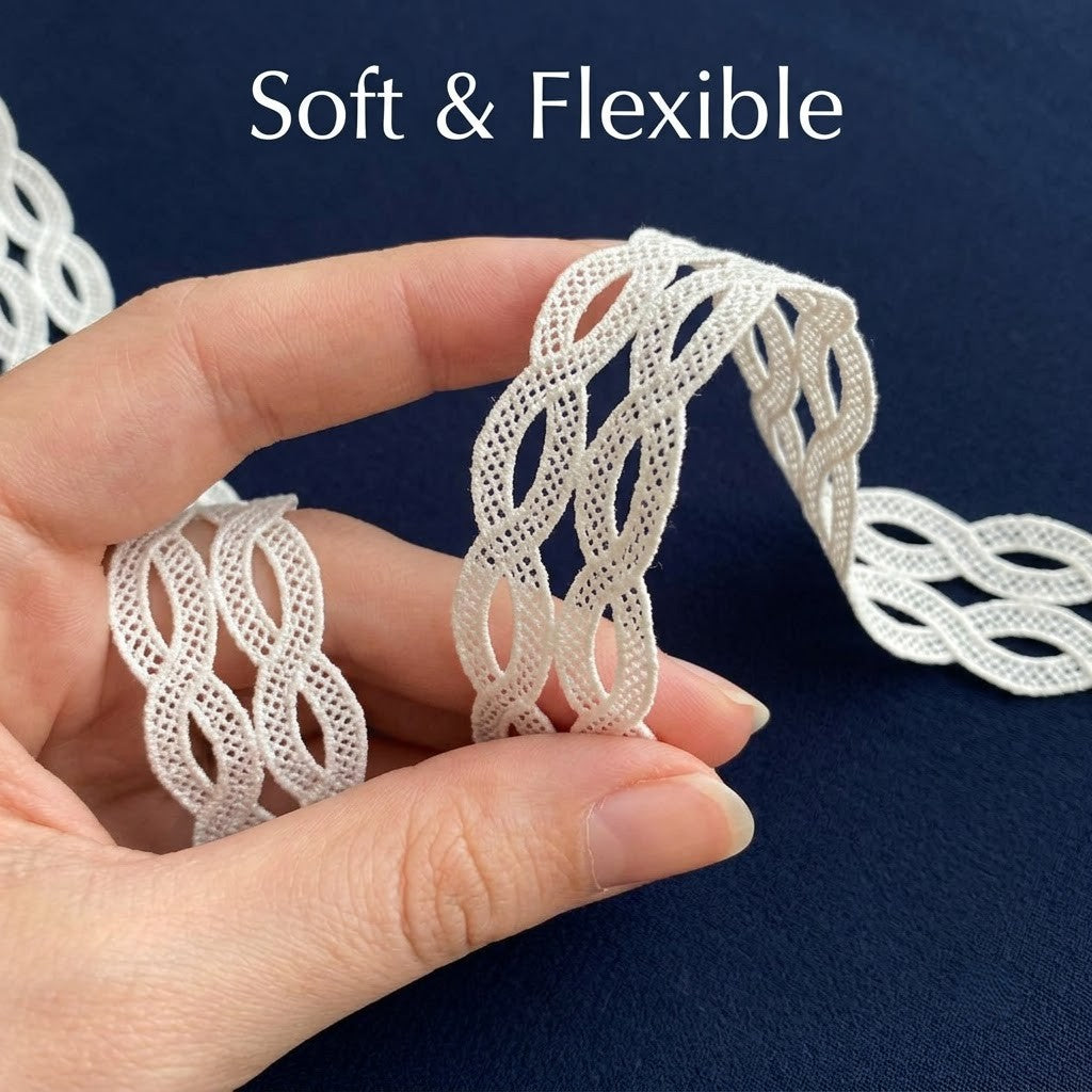 Off-White Interlocking Wave Chemical Lace - 5 mtr